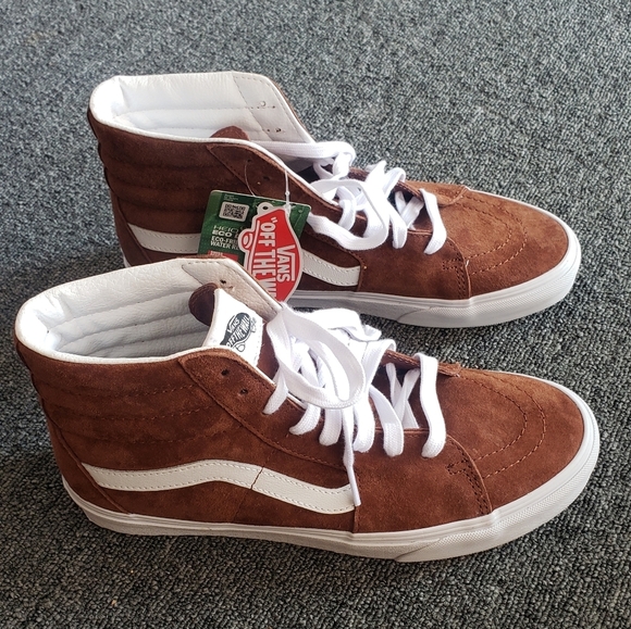 Vans Sk8-Hi Pig Suede Tortoise Shell Brown Sneakers NEW - Picture 3 of 12